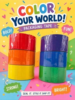 6 Pack Colored Packaging Tape Set 1.88” x 54.6 yd Strong Shipping Tape Bundle